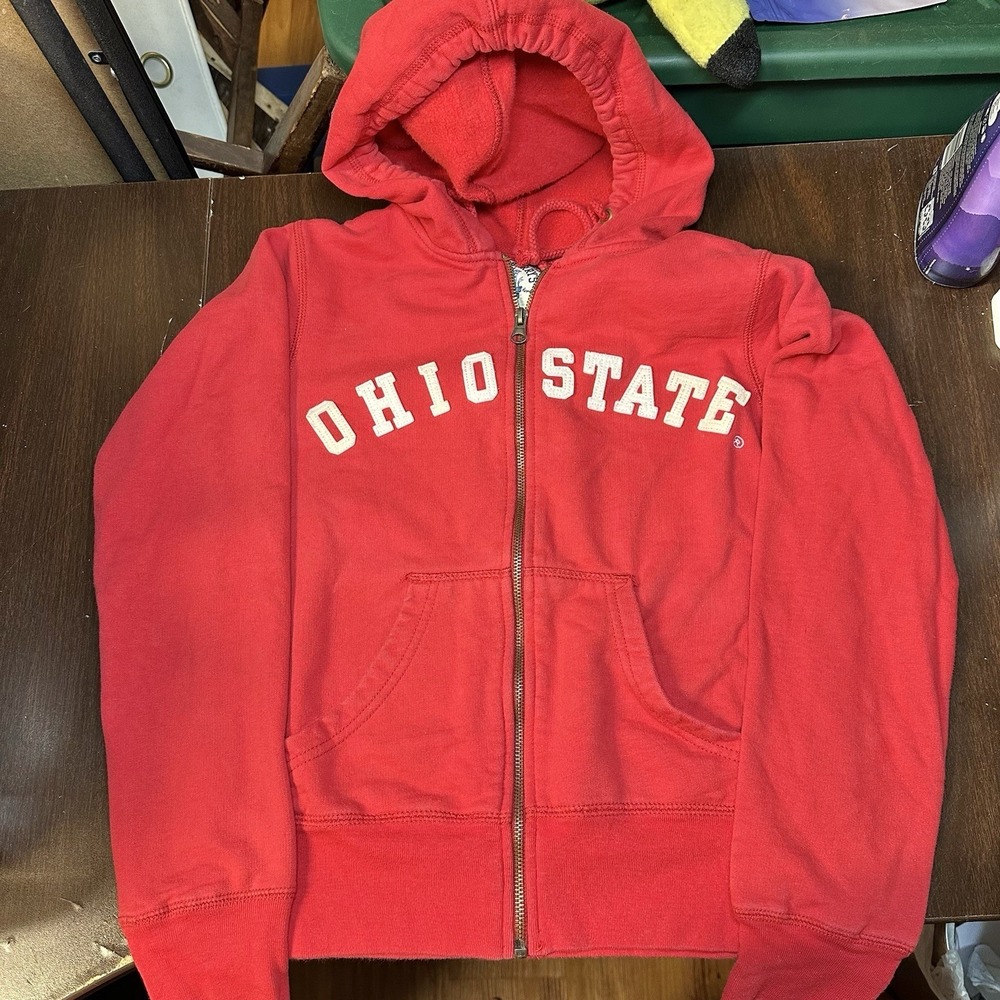 Vtg Ohio State Buckeyes Hoodie Red Full Zip Sweatshirt Youth Sm Steve & Barry's